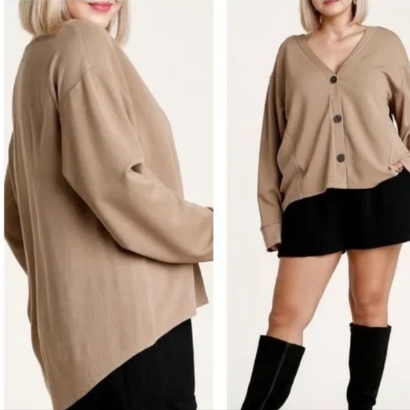 Almond Color Button Up Cardigan - Picture 2 of 5